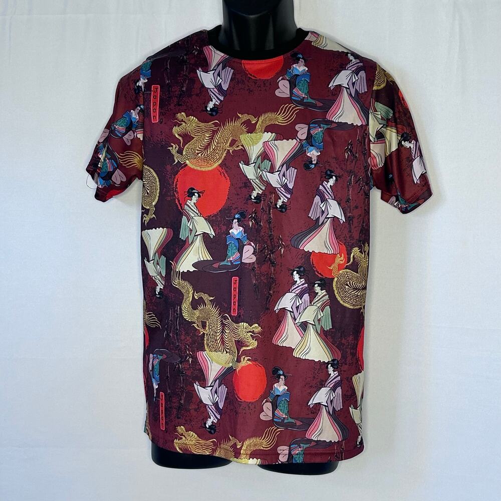 Fresh Prints Tokyo Japanese Dragon Geisha Harajuku AOP Tee S streetwear style